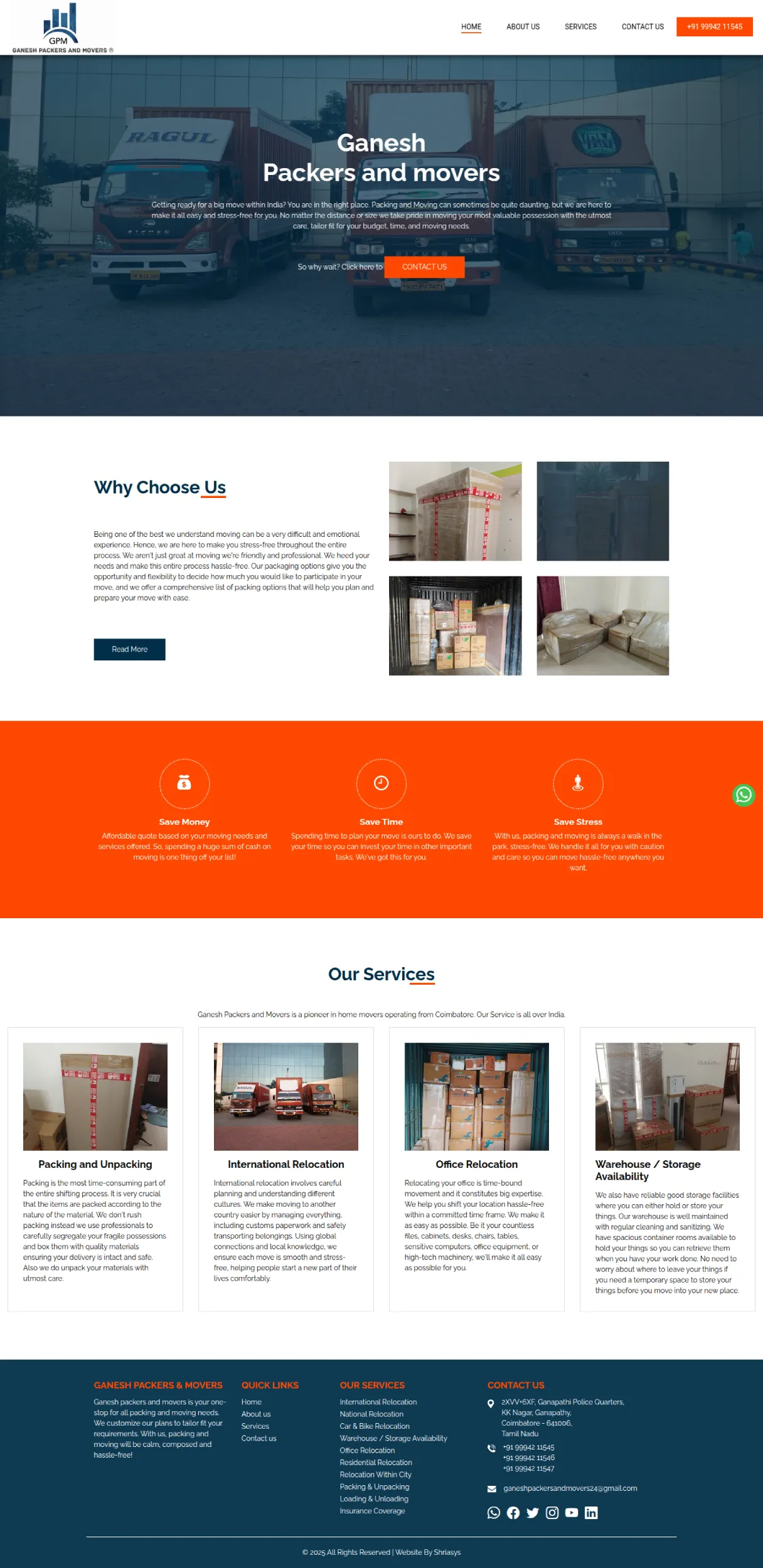 Web design for Ganesh Packers & Movers