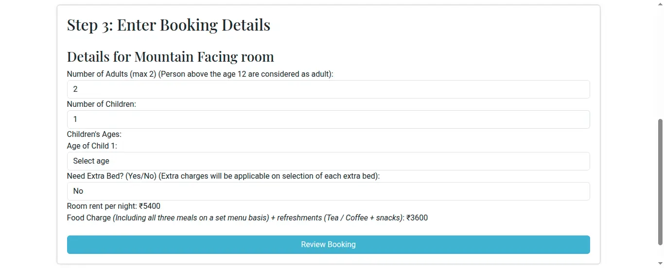 Booking Details Page in room booking module