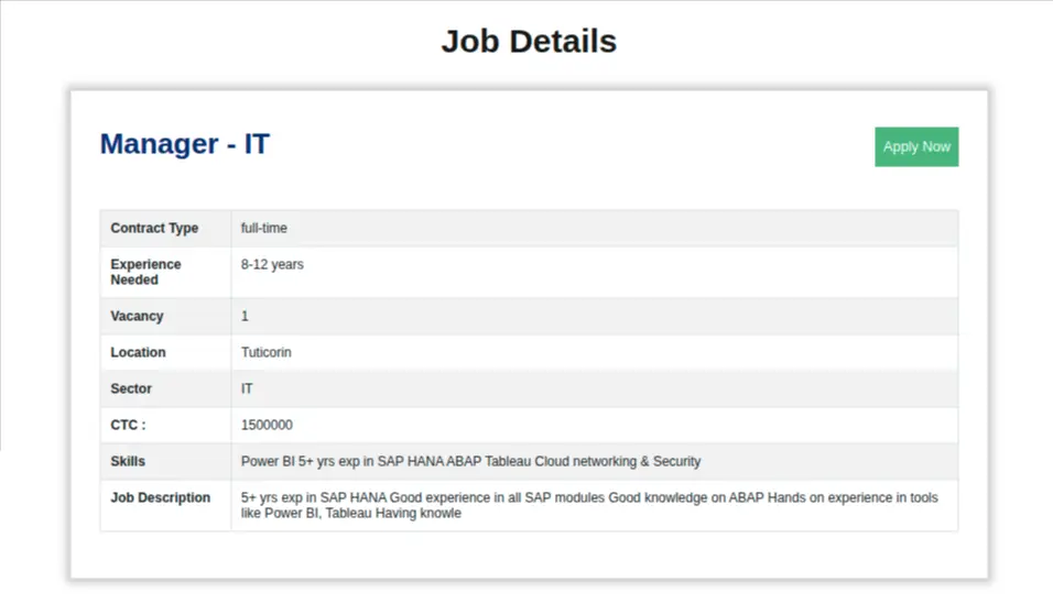 Job Module Description Page