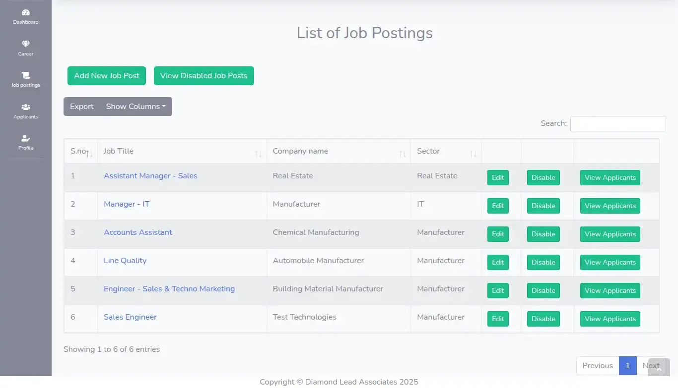 JobPortal-admin-career-applicants-list